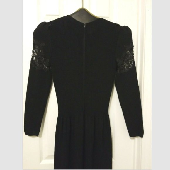 Vtg 80s Pat Sandler for Wellmore Black Santana Knit Cocktail Dress Stretch - Picture 6 of 7